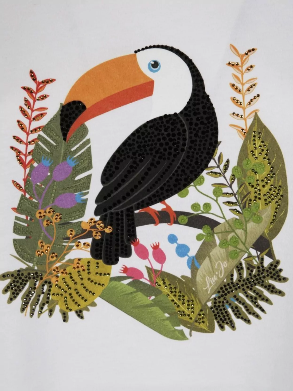 Liu Jo Toucan Graphic Round Neck Embellished T-Shirt