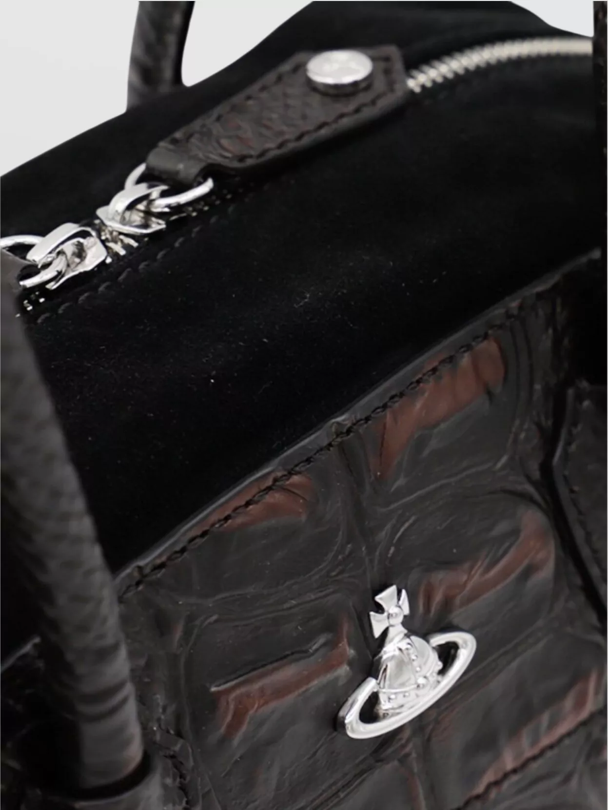 Vivienne Westwood Crocodile Texture Double Handles Shoulder Bag