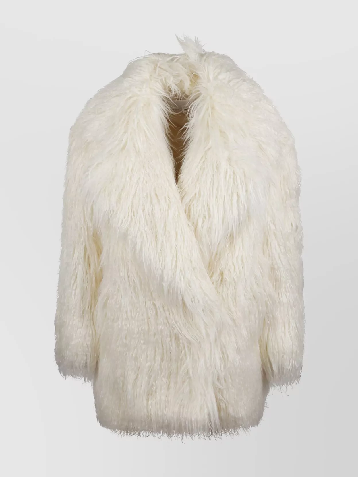The Frankie Shop Short Coat With Faux Fur Texture In White