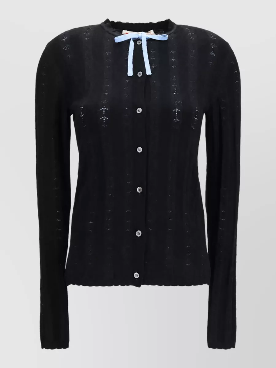 Marni Silk merino wool textured knit cardigan
