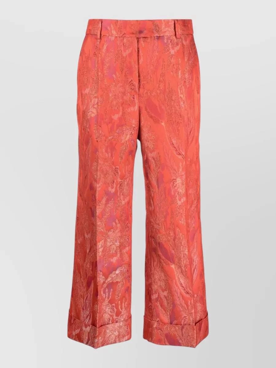 Alberto Biani floral-jacquard cropped tailored trousers