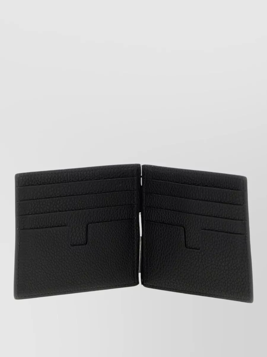 Tom Ford Hammered Leather Card Holder Metal Detail