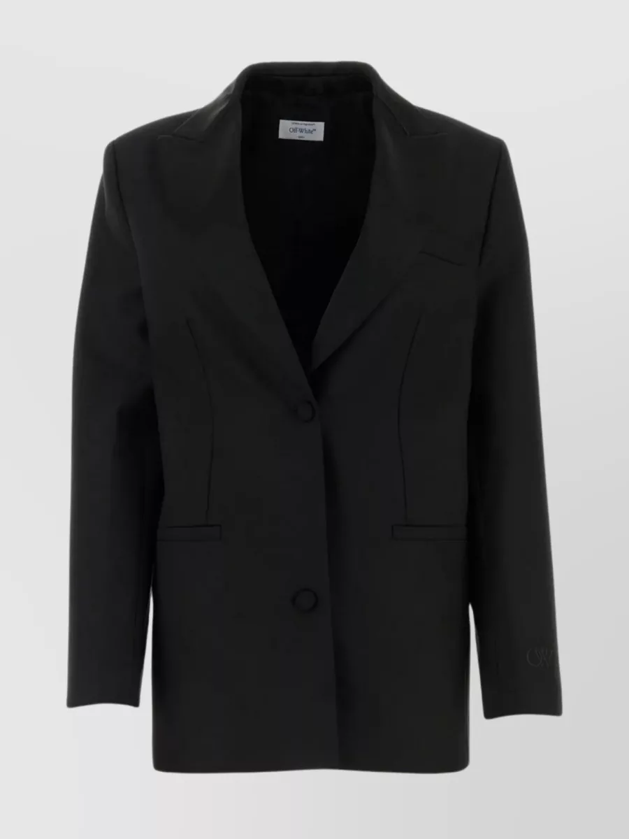 Shop Off-white Structured Oversize Blazer With Padded Shoulders In Black