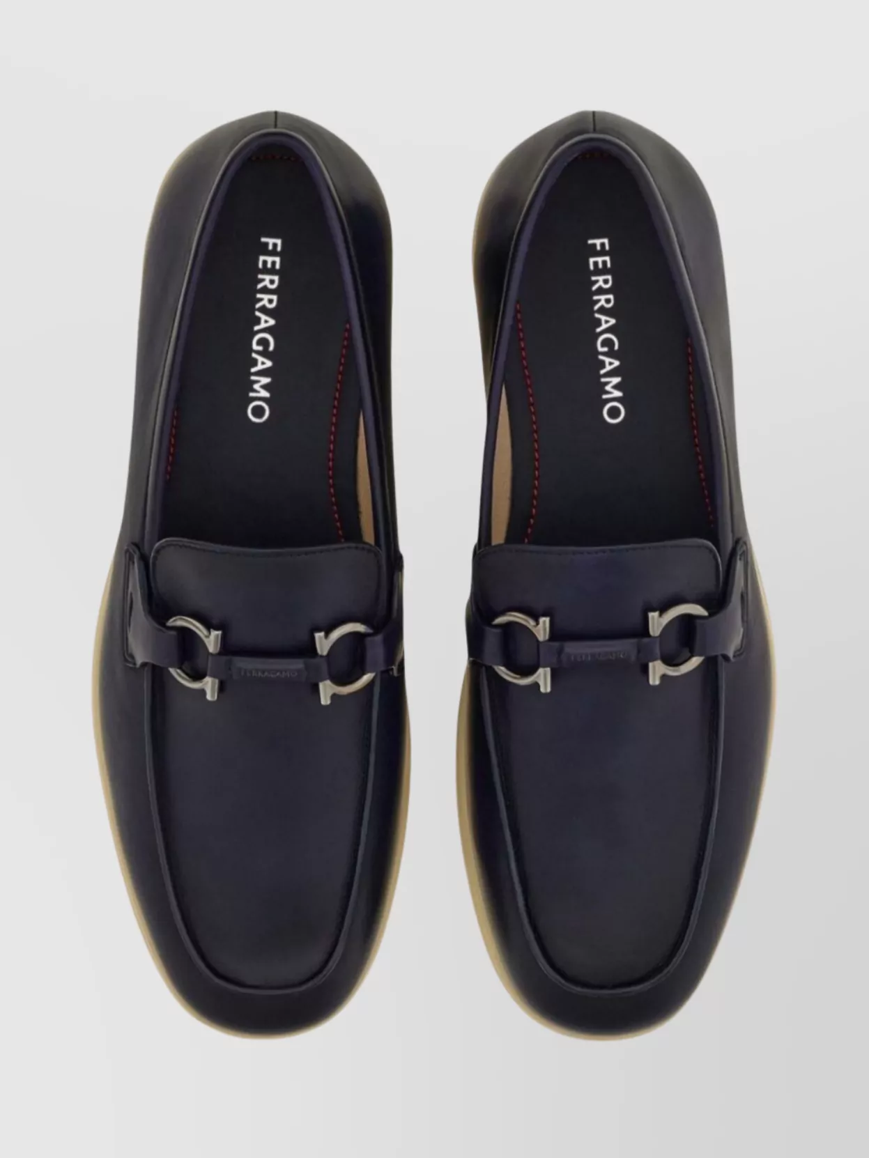Ferragamo Casual Leather Loafers Gancini Detail