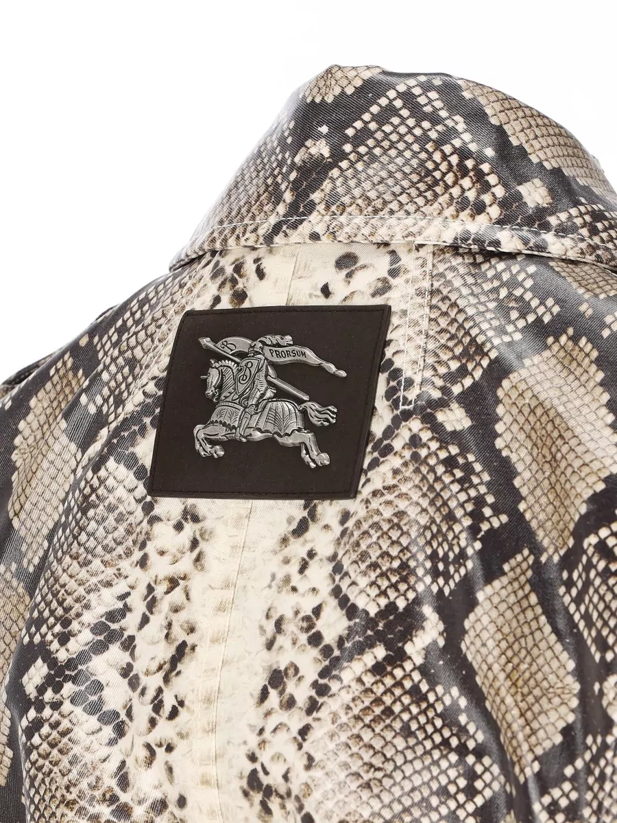 Burberry Python Print Cotton Belted Coat