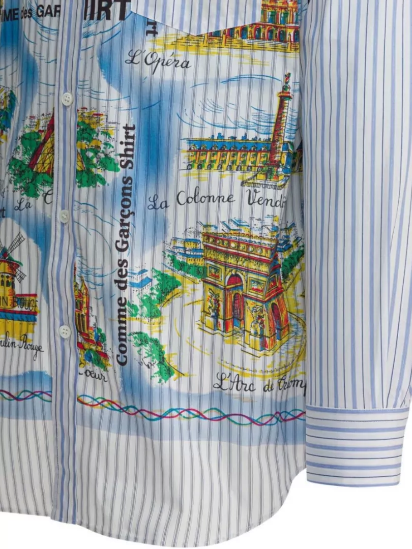 Comme Des Garçons Graphic Print Long Sleeve Button-Down Shirt