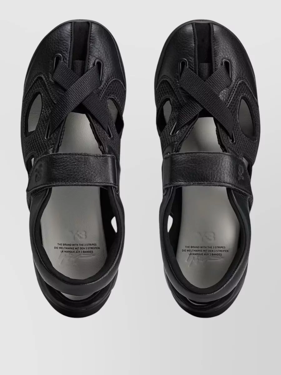 Y-3 Leather Cutout Sandals