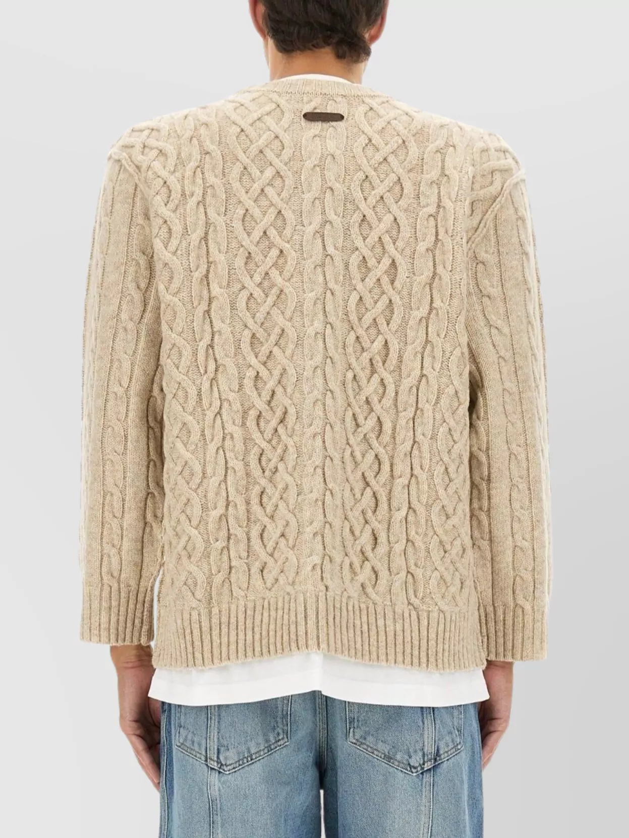 Moschino Crew Neck Cable Knit Sweater