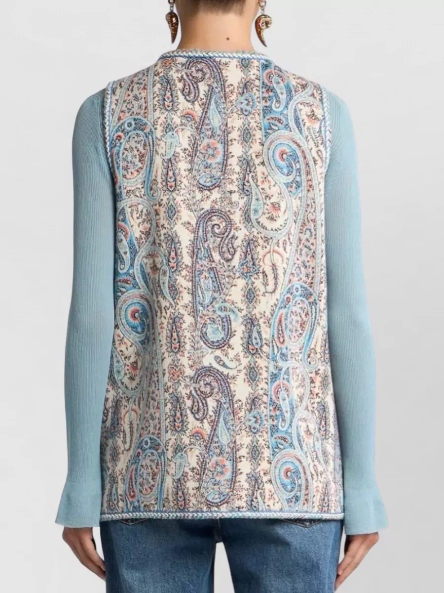 Etro Jacquard Paisley Floral Sleeveless Vest