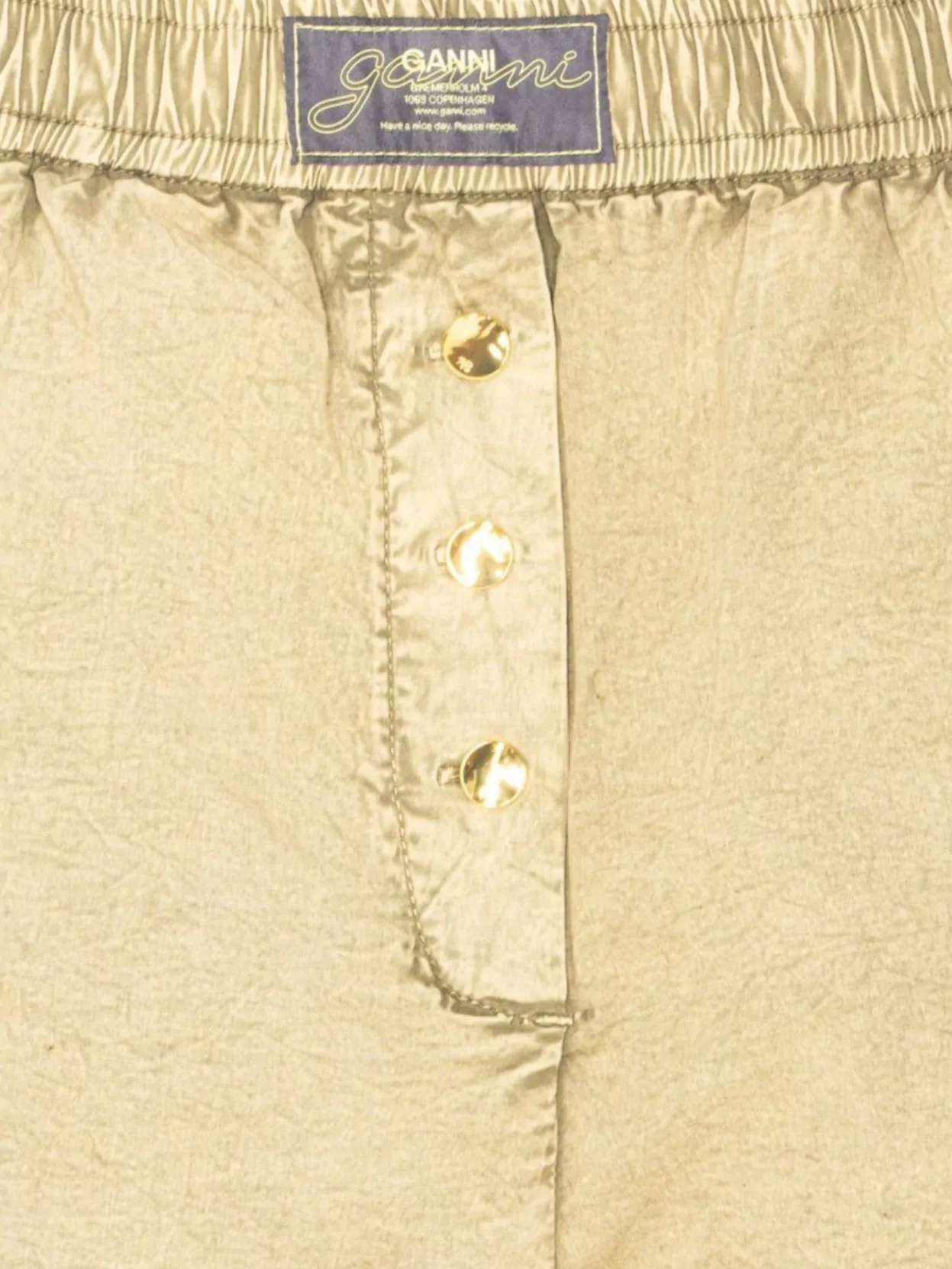 Ganni Elastic Waistband Textured Fabric Shorts
