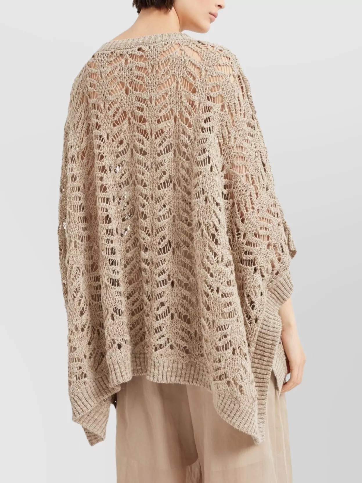 Brunello Cucinelli Linen Blend Perforated Sweater With Sequins