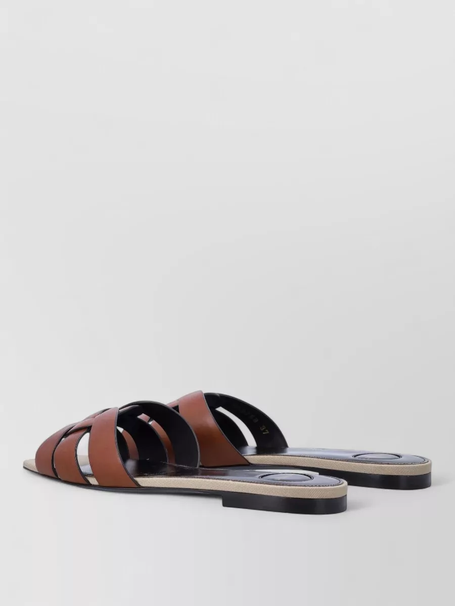 Saint Laurent Leather Tribute Flat Slides