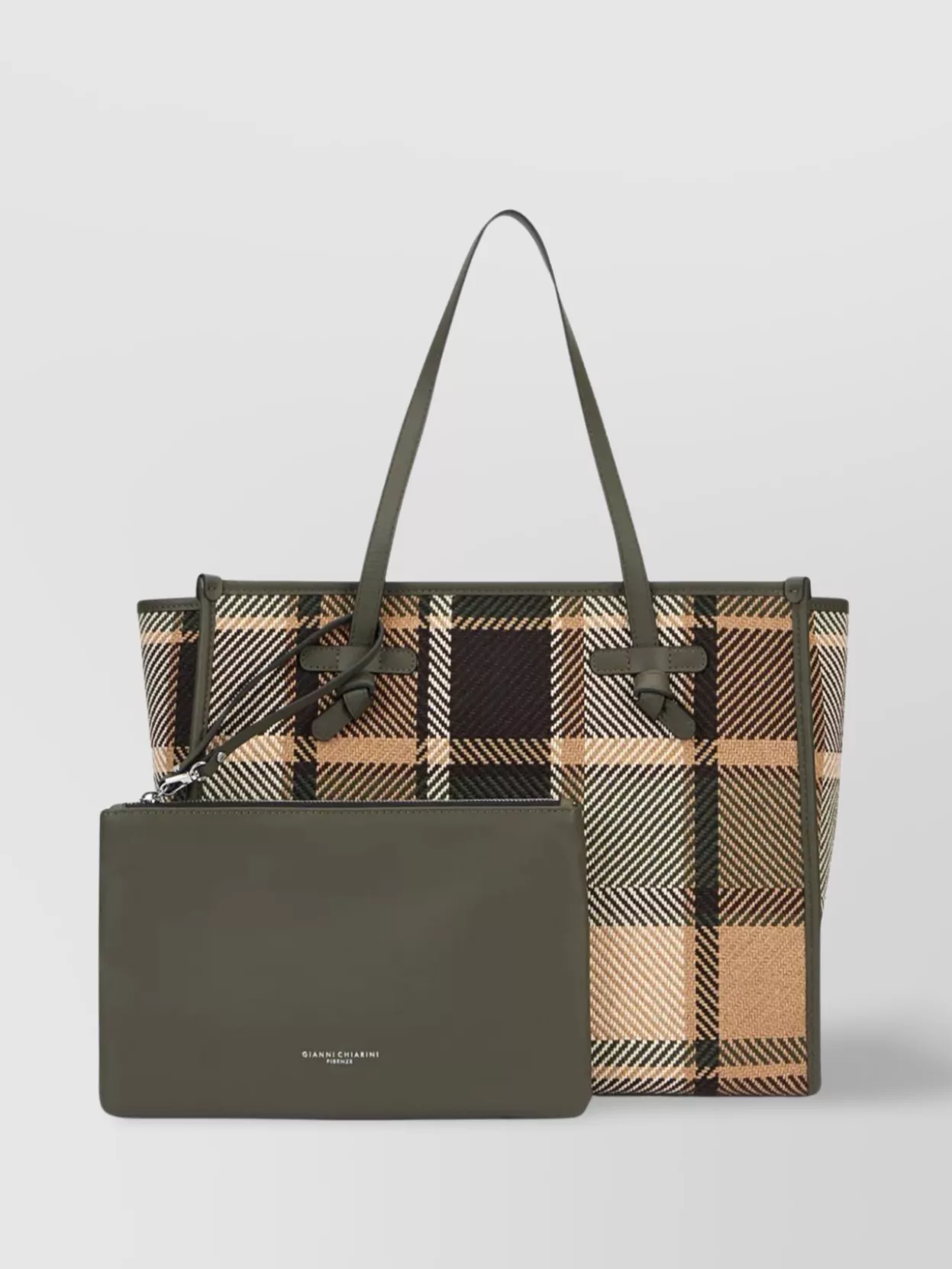Gianni Chiarini Marcella Plaid Dual Handles Tote Bag