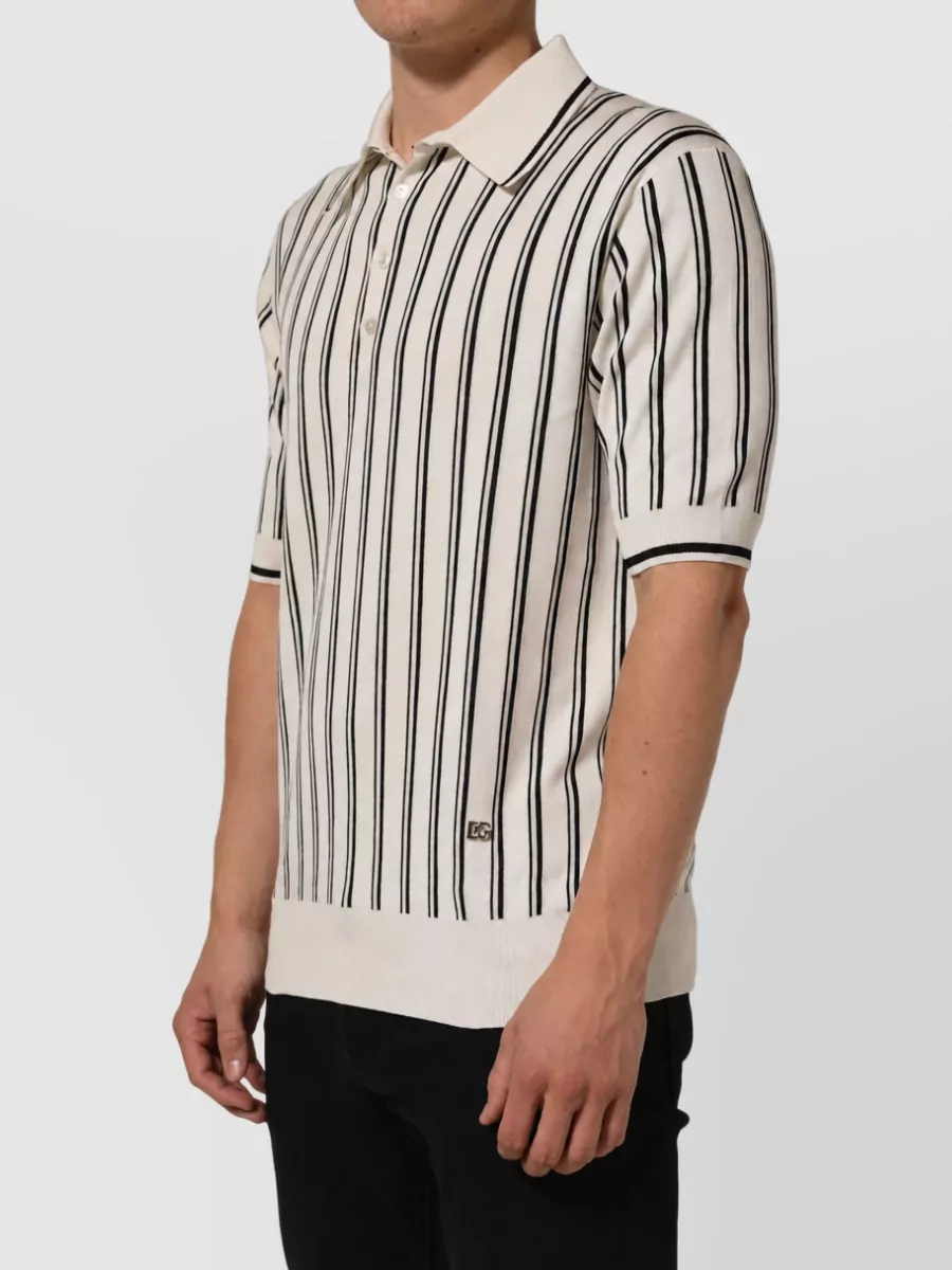 Dolce&Gabbana Silk Striped Polo Shirt