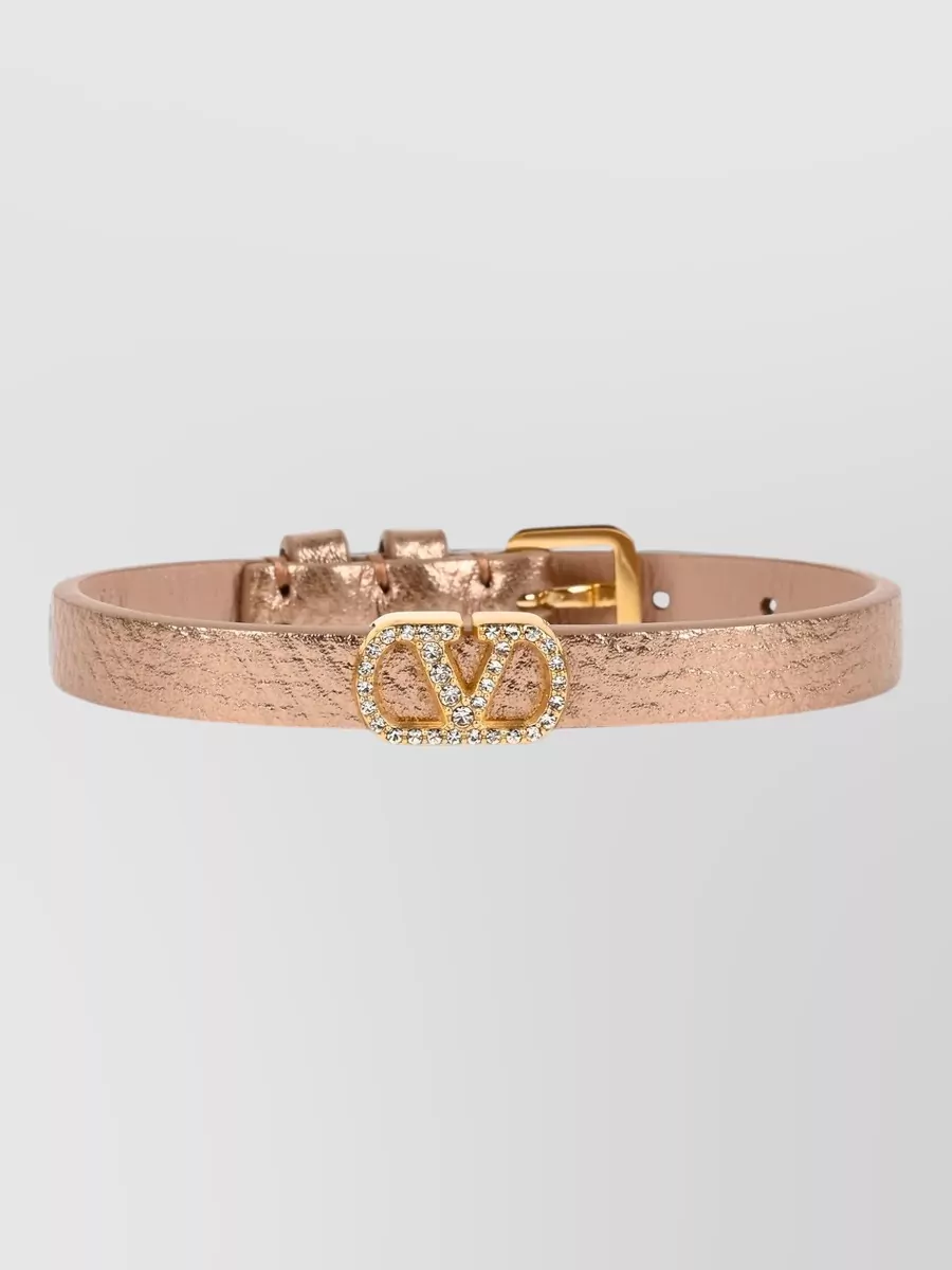 Valentino Garavani leather crystal-embellished double-wrap bracelet