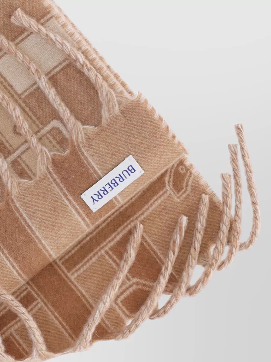 Burberry Scarf Woven Design Fringe Detail Accessory