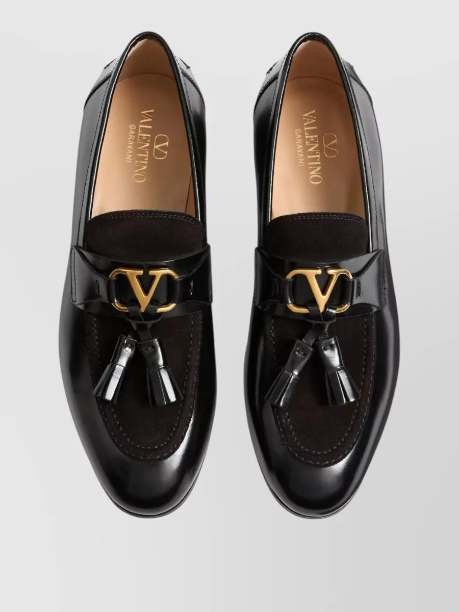Valentino Garavani Vaniteux Leather Loafers Tassel Round Toe