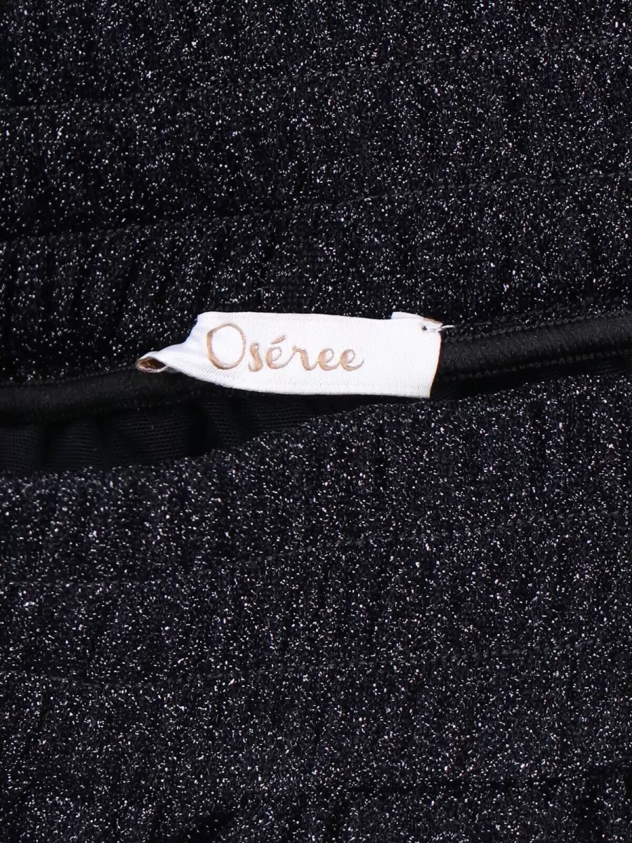Oséree Straight Trousers Button Detail Glitter Finish