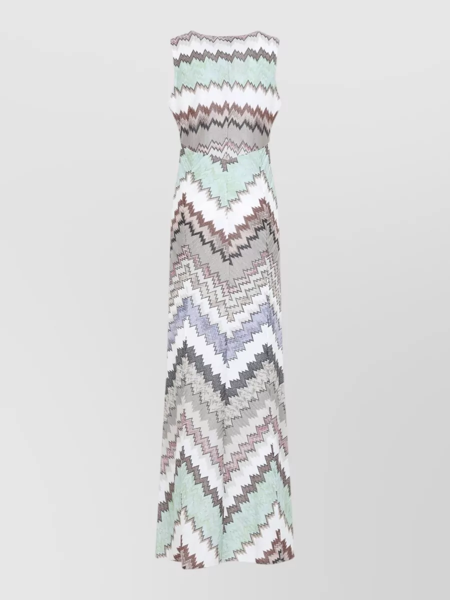 Missoni Metallic Zigzag Sleeveless V-Neck Maxi Beach Dress