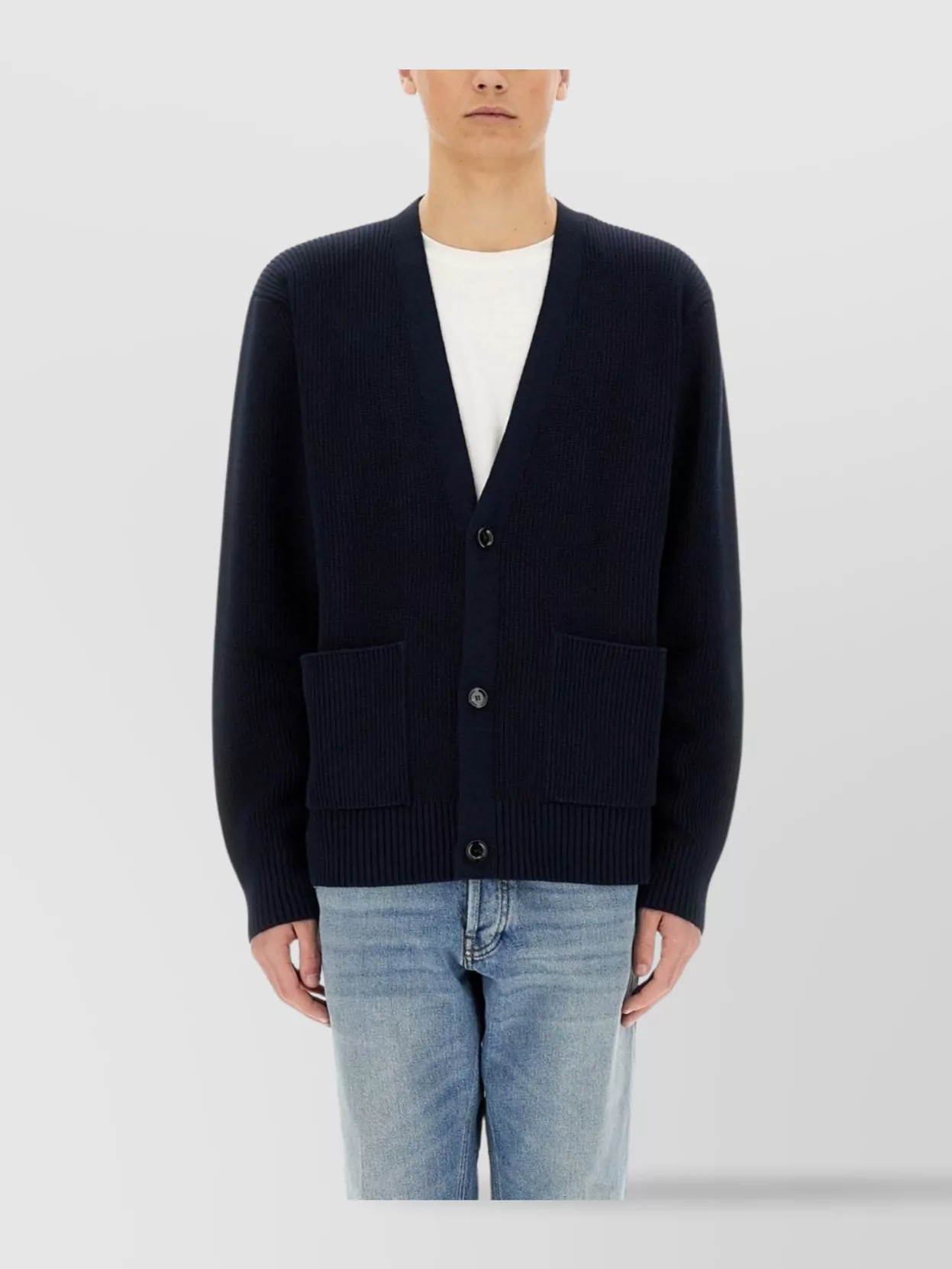 Lardini Organic Cotton V-Neck Cardigan With Front Pockets