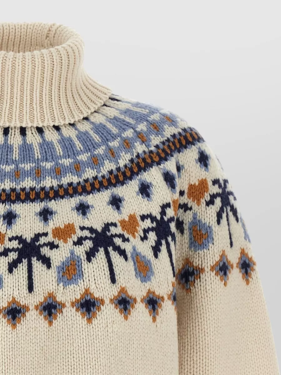Alanui Virgin Wool Fair Isle Turtleneck Sweater