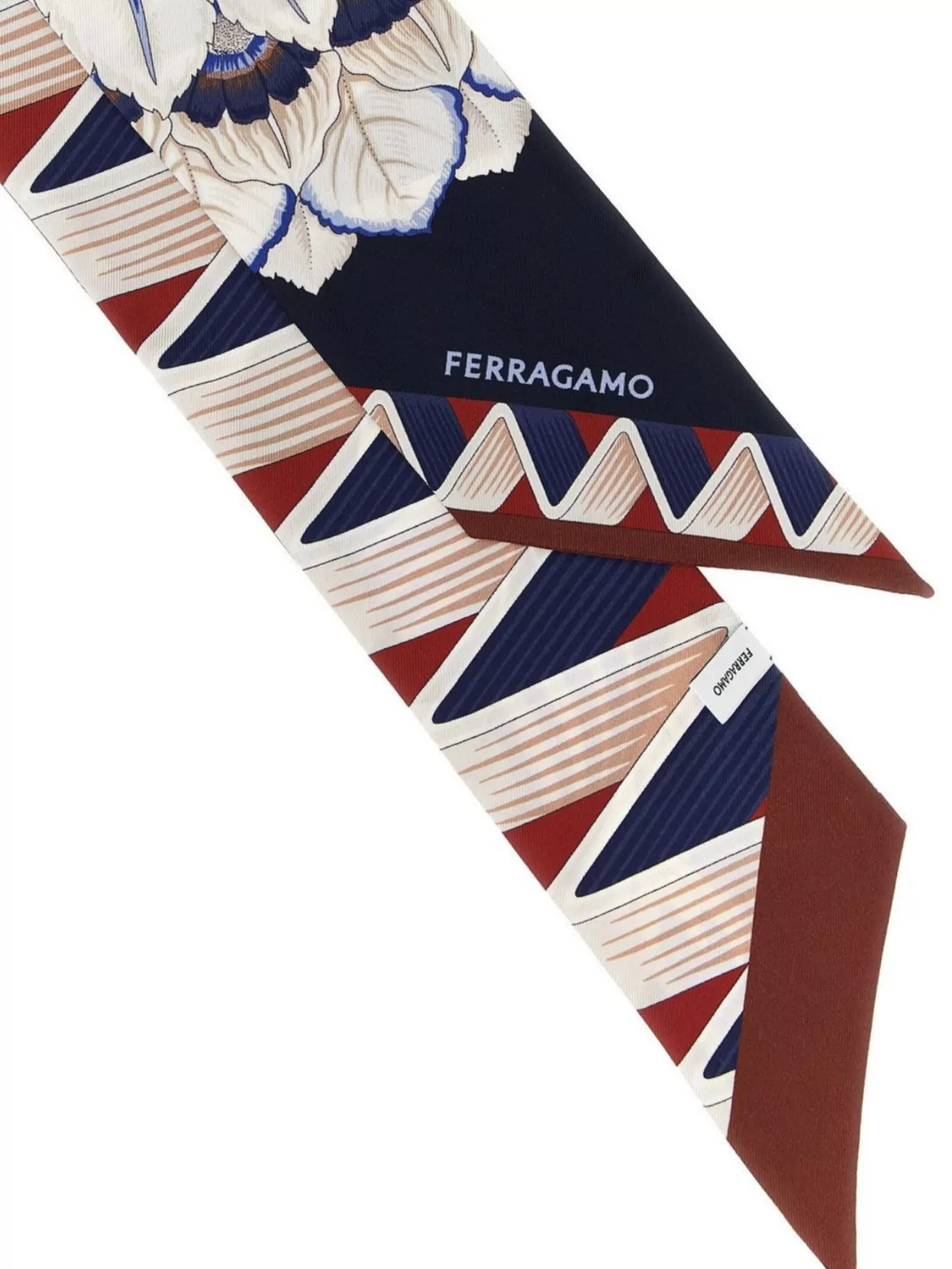 Ferragamo Mini Bandeau Scarf Giada Floral Geometric