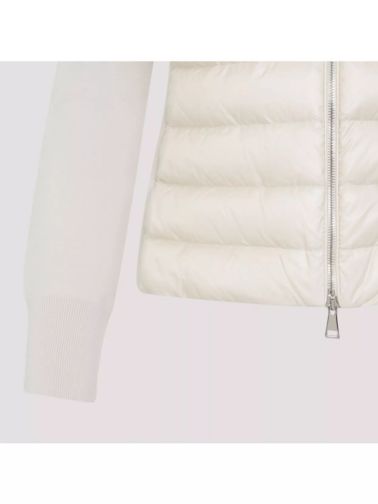 Moncler Quilted Tech Fabric Cardigan Pockets In White