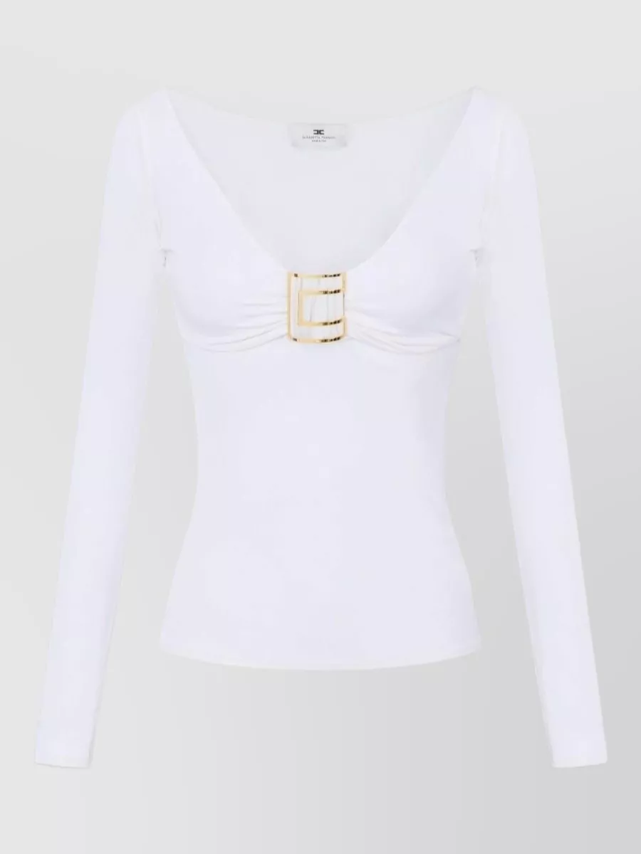 Elisabetta Franchi draped slim-fit v-neck bodysuit