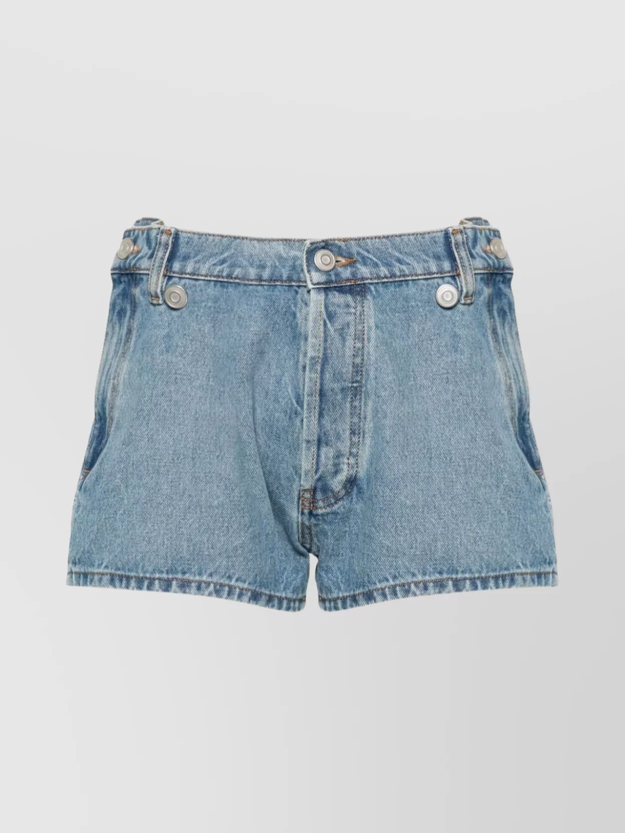 Shop Coperni Frayed Hem Denim Shorts With Patch Pockets