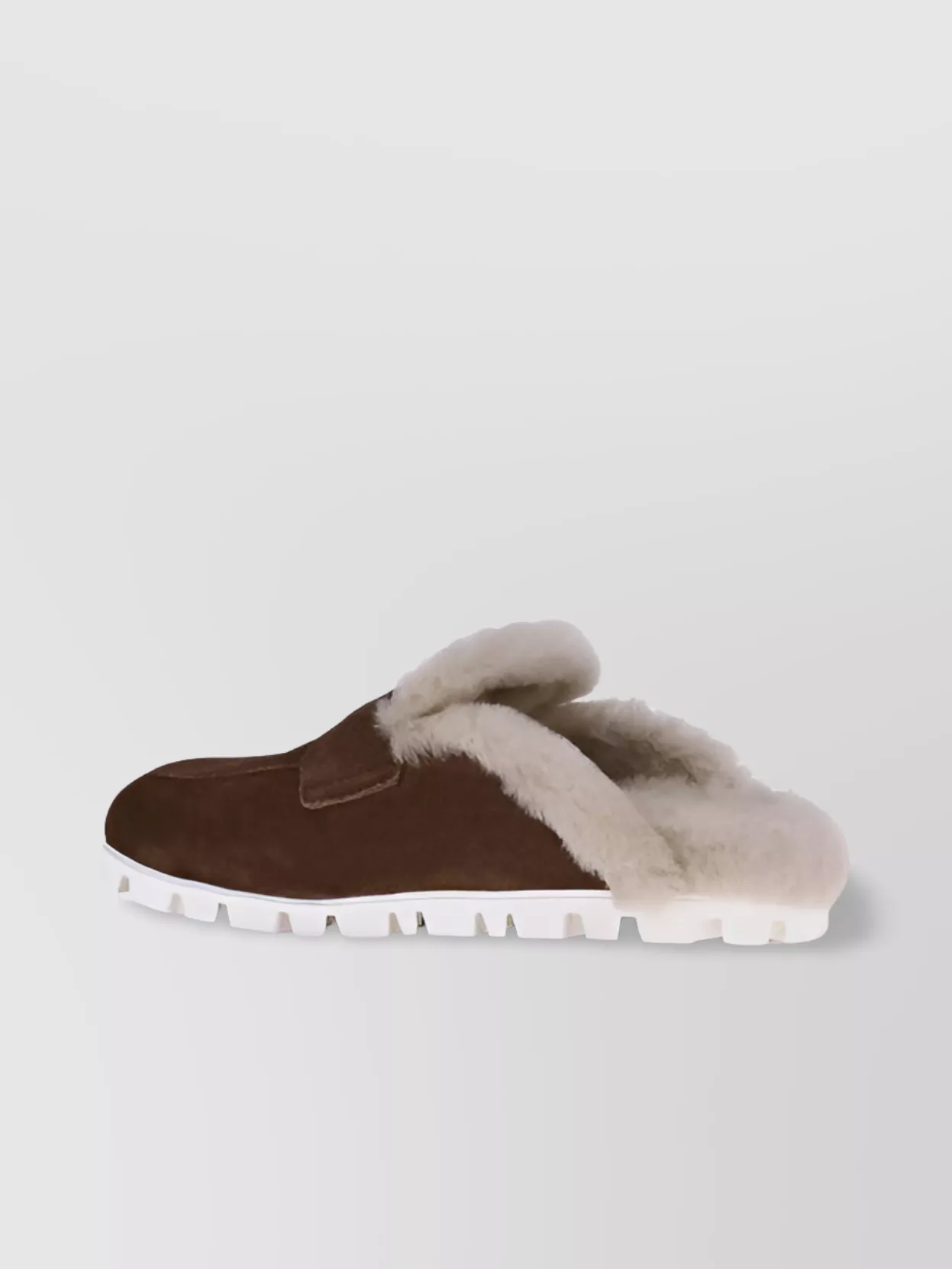 Miu Miu Shearling Slip-Ons Leather Detail