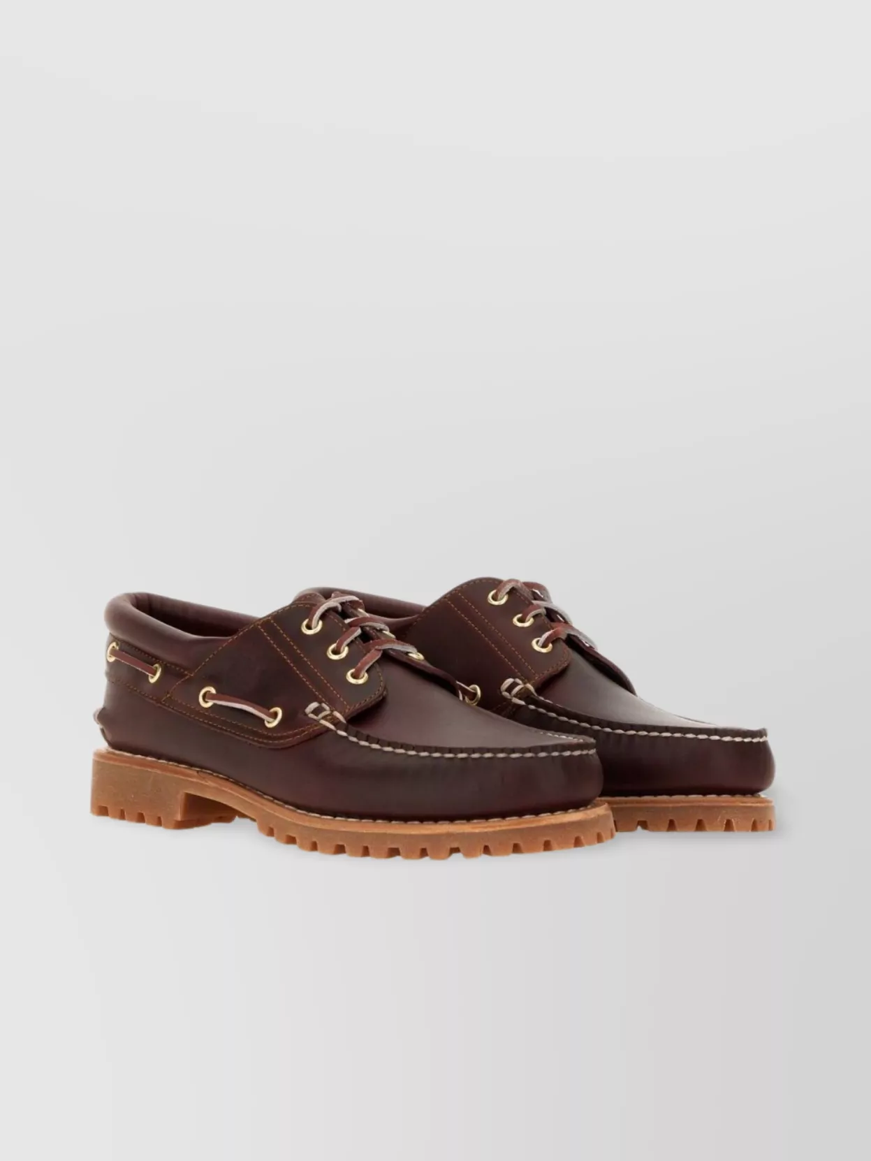 Timberland Laced Leather Boat Moccasin