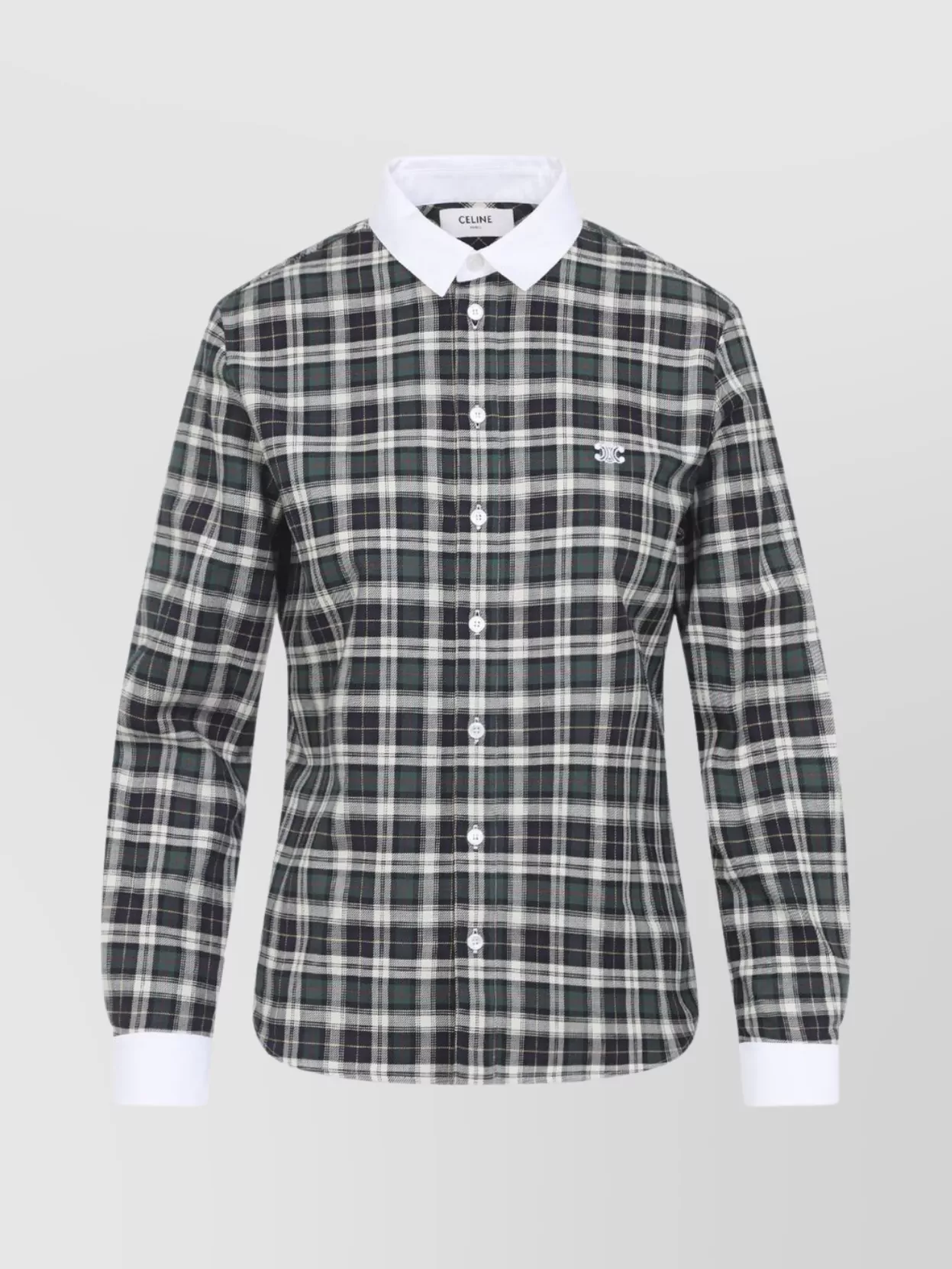Celine Long Sleeve Checked Shirt Collared Neck