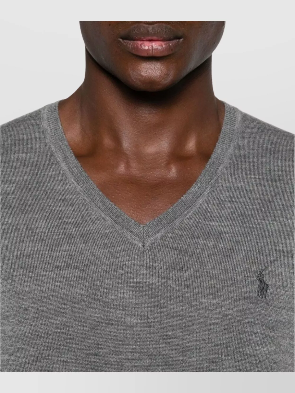 Ralph Lauren Wool V-Neck Sweater Mélange Effect