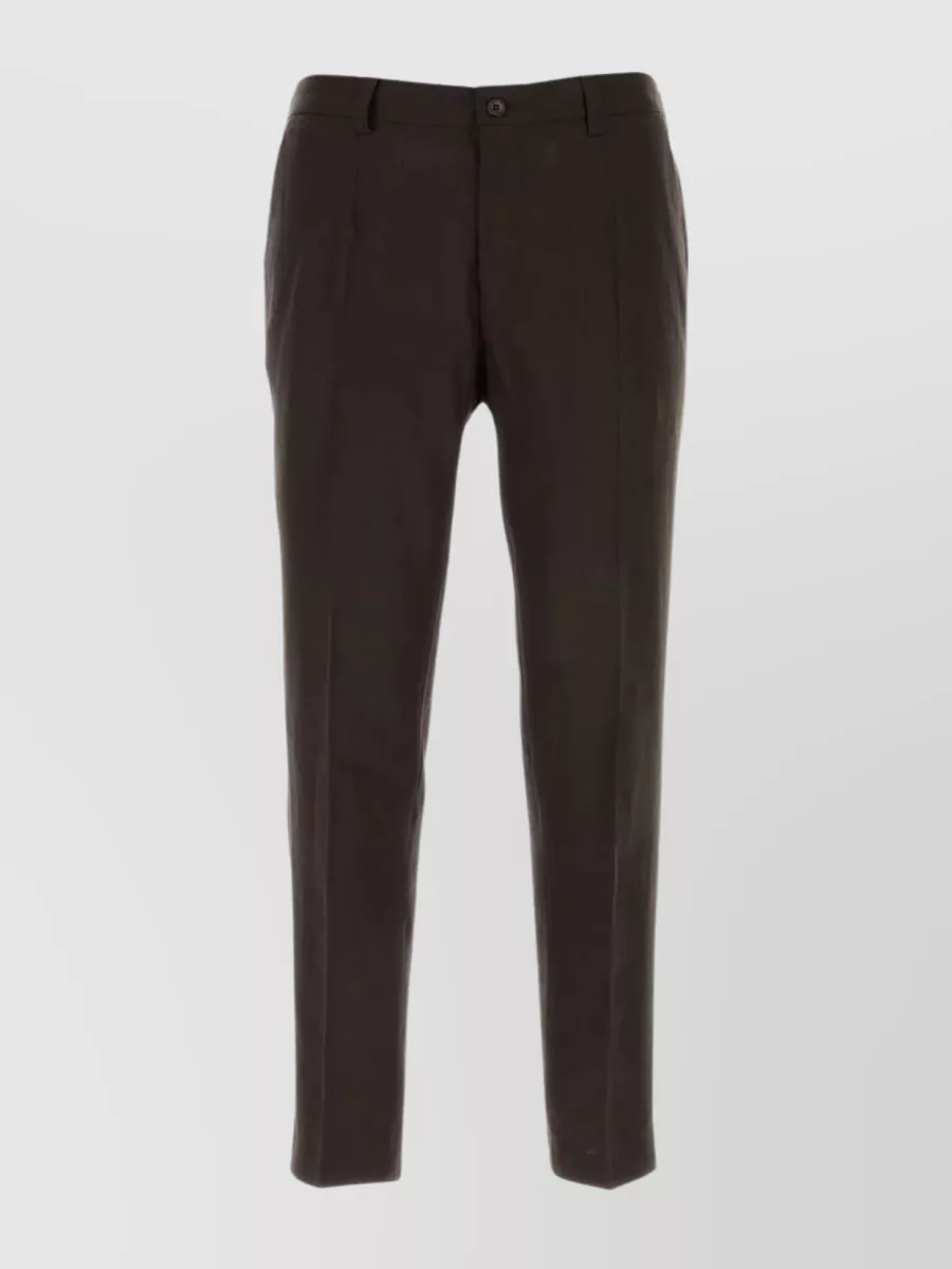 Shop Dolce & Gabbana Cotton Pant With Elastic Waist And Pockets In Brown