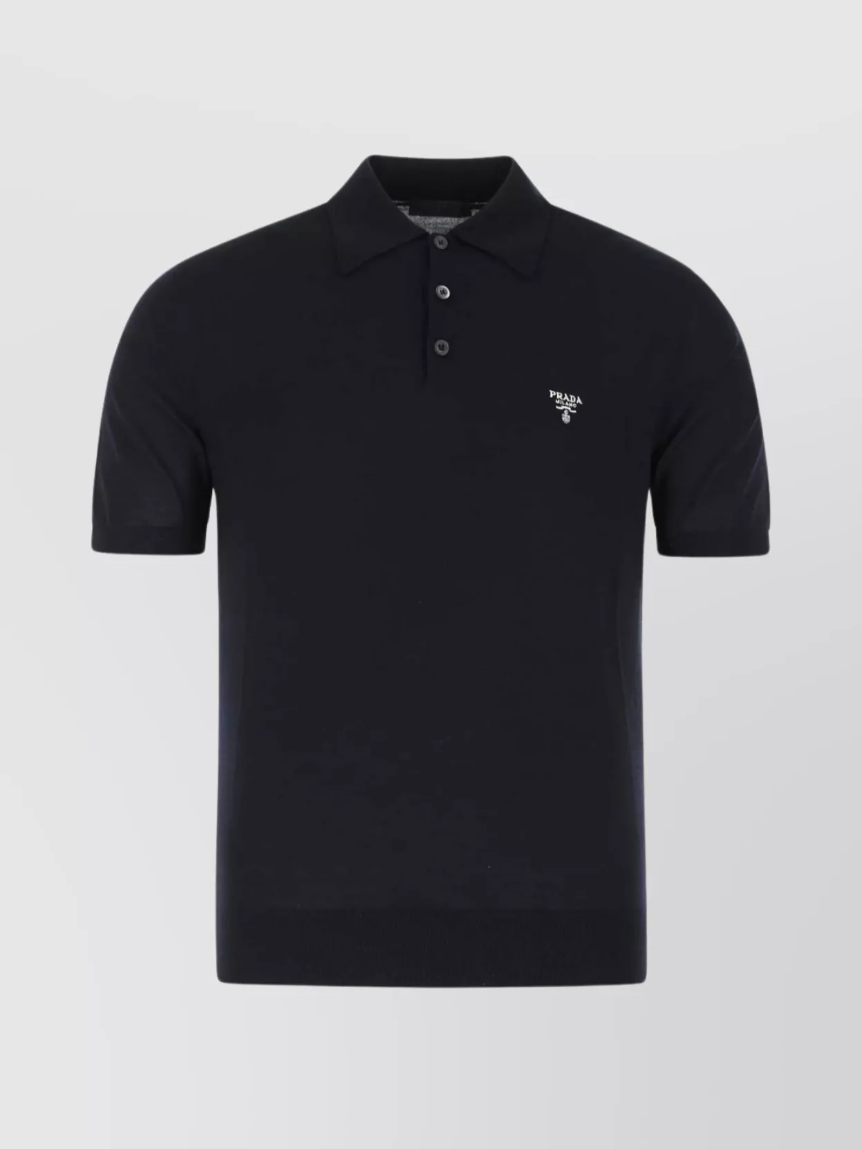 Shop Prada Ribbed Collar Wool Polo Shirt