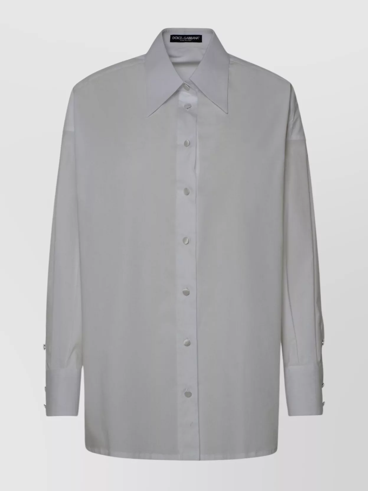 Dolce & Gabbana Cotton Shirt With Point Collar Detail In Gray