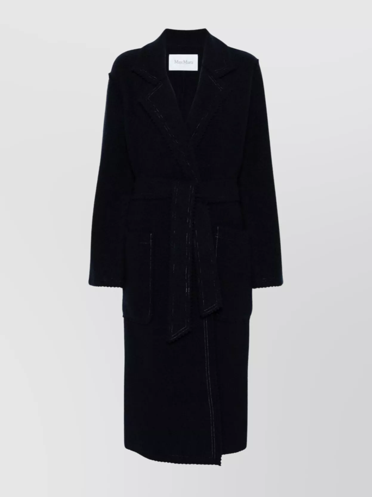 Max Mara Jene Mid-length Coat Belted Waist In Black
