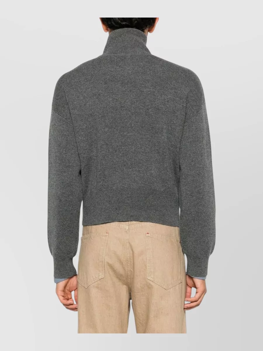 Extreme Cashmere Ribbed High Neck Cashmere Cardigan