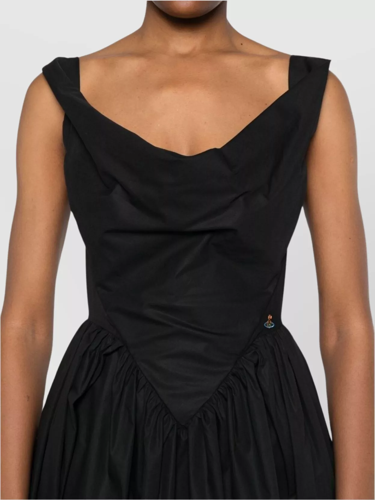 Vivienne Westwood Square Neckline Sleeveless Flared Skirt Mini Length Draped Detail In Black