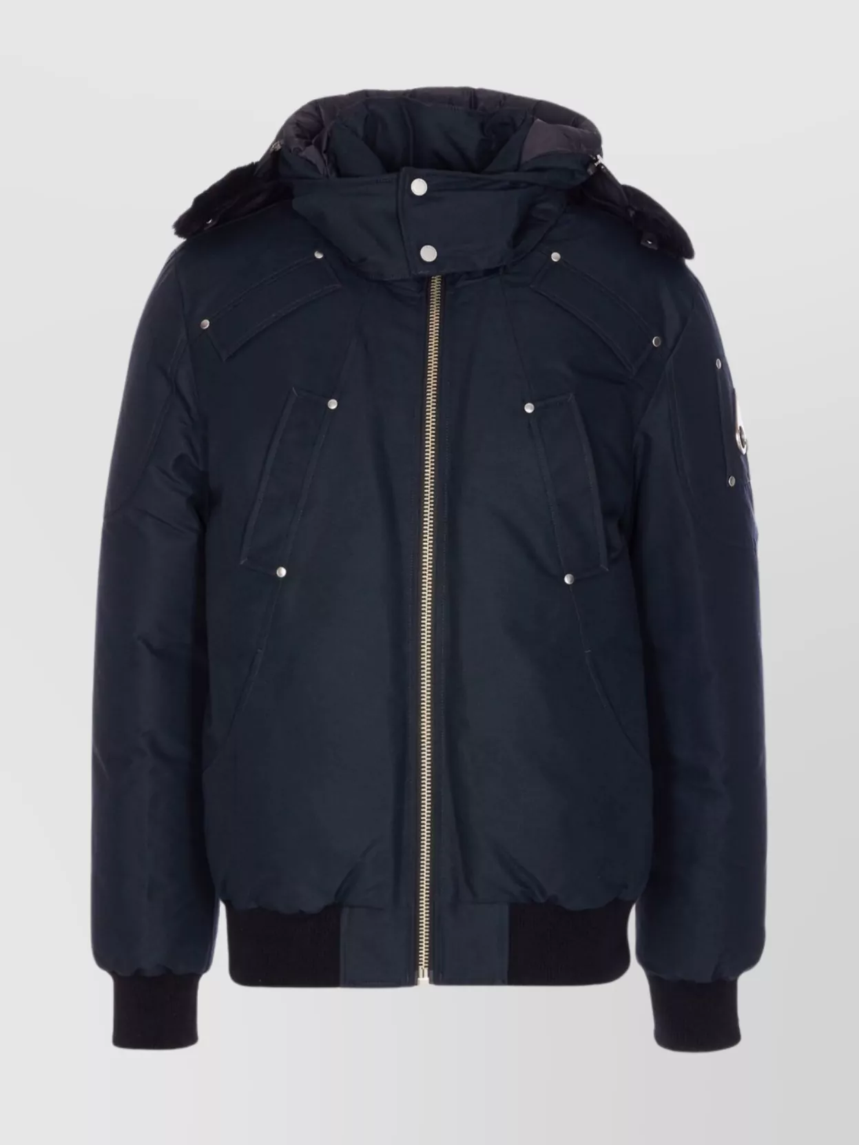 Moose Knuckles Stylish Bomber Jacket Hood In Blue