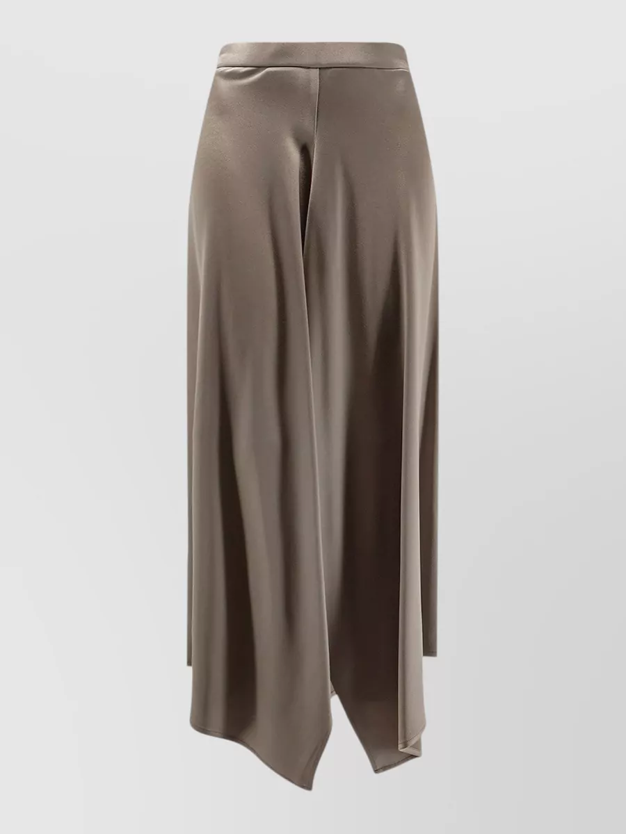 Alysi satin asymmetric flared skirt
