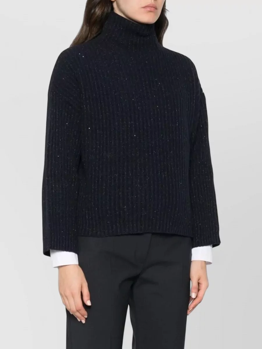 Brunello Cucinelli Cashmere Sequin-Embellished Ribbed Turtleneck Sweater