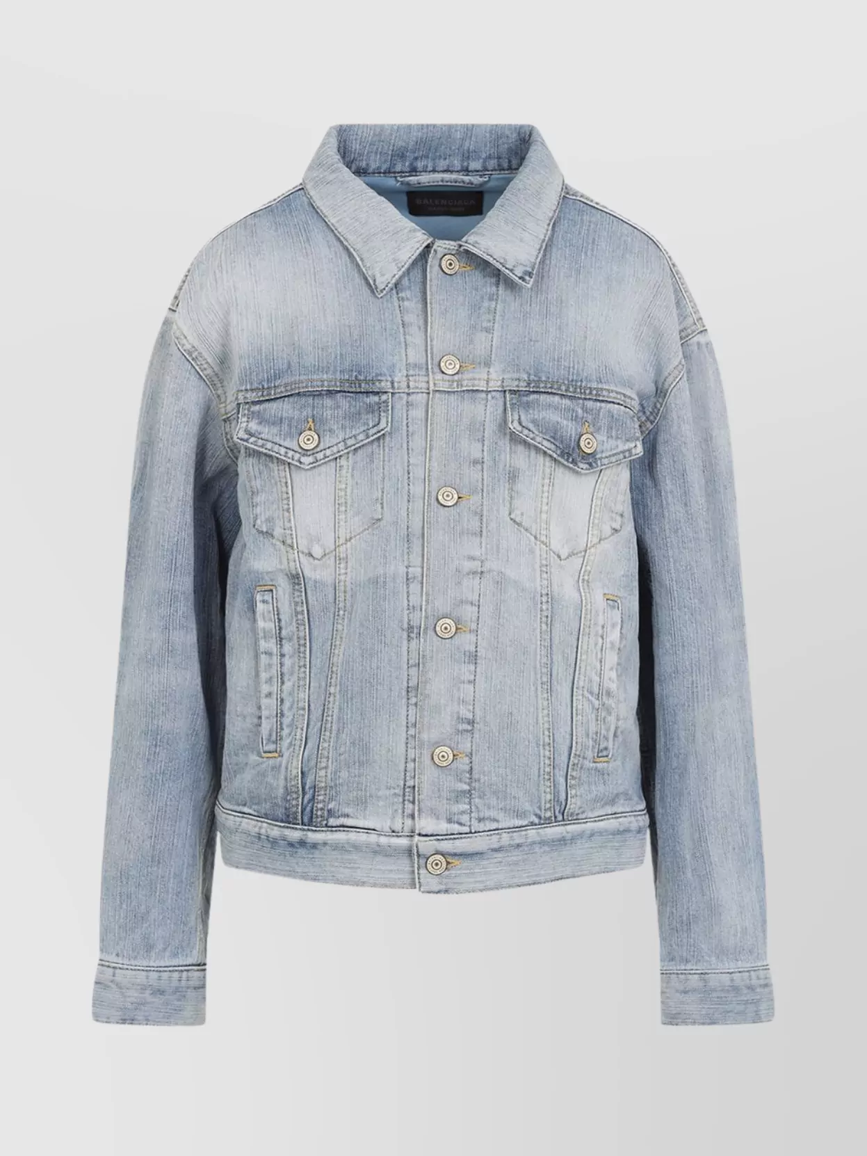 Balenciaga Standing Collar Jacket In Blue