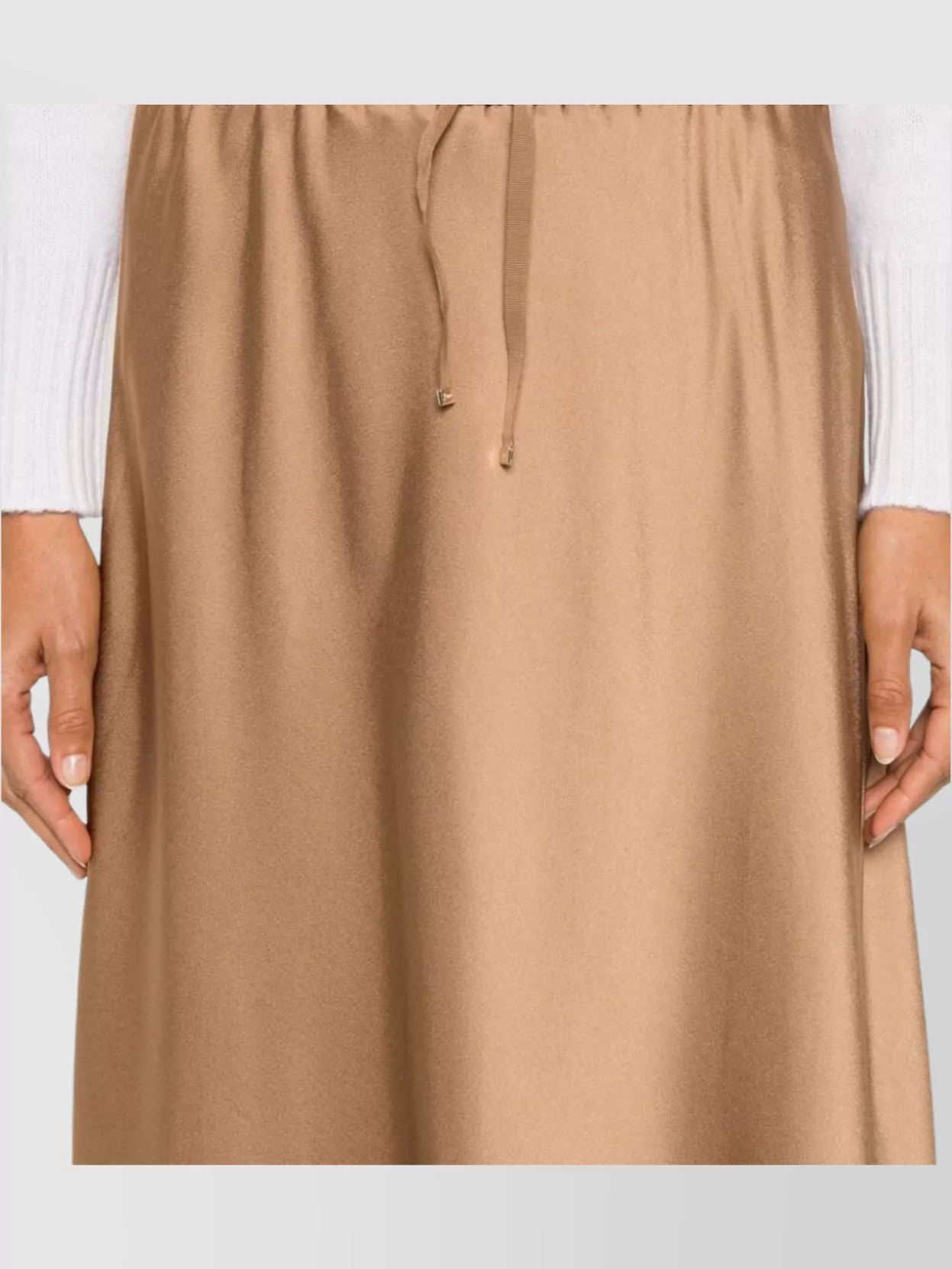 Herno Midi Satin Skirt Drawstring Detail