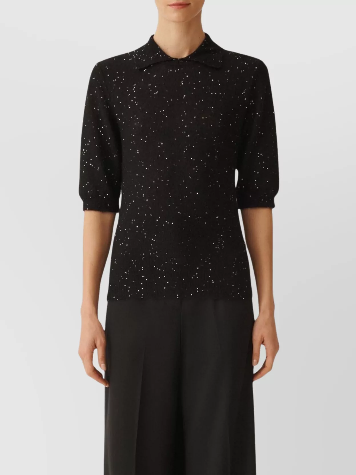 Fabiana Filippi Collared Sequin Polo Top