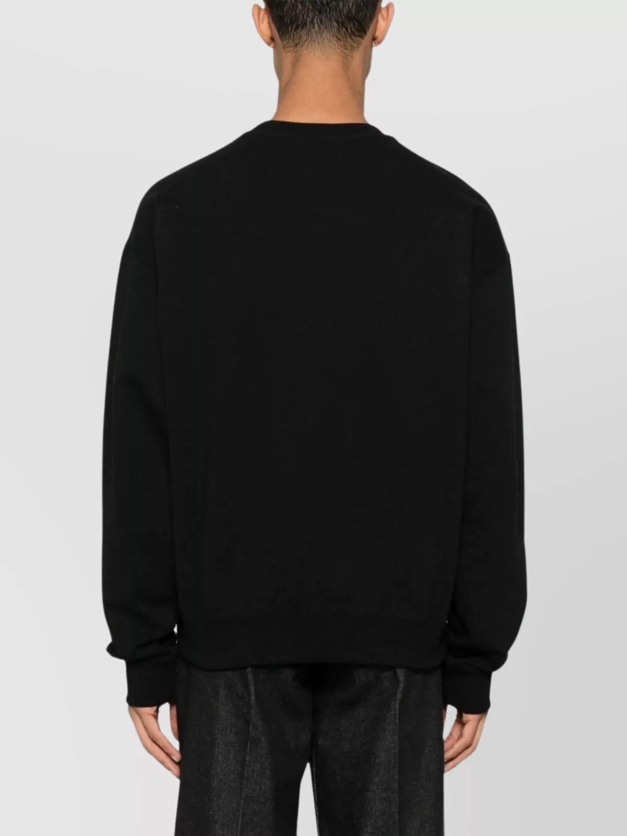 Jil Sander Crew Neck Cotton Sweatshirt With Ribbed Cuffs