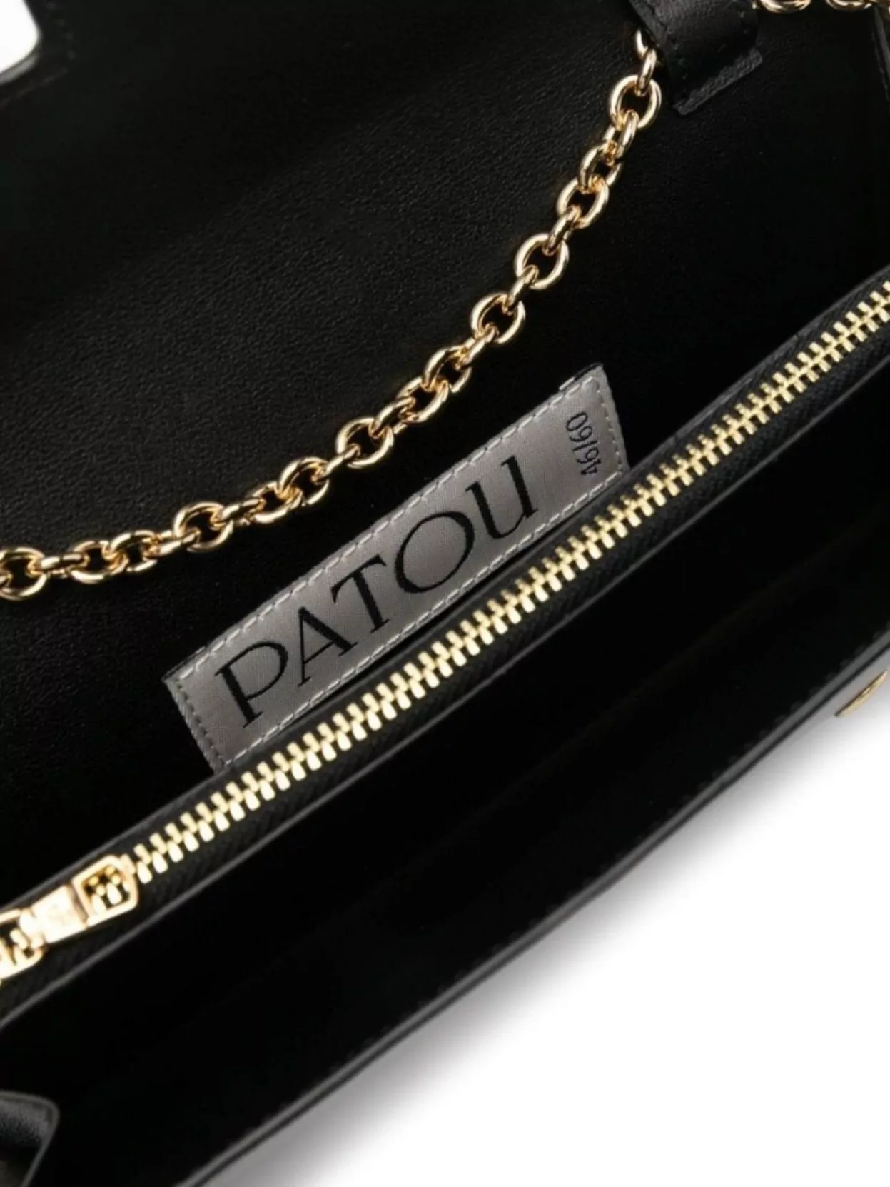 Patou Leather Clutch With Detachable Chain Strap