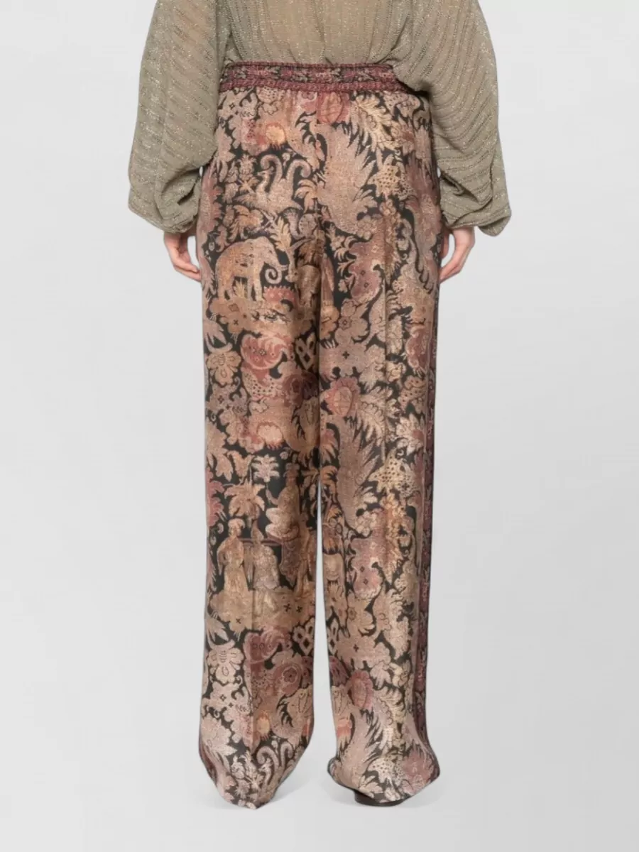Pierre Louise Mascia Silk Printed Wide-Leg Trousers