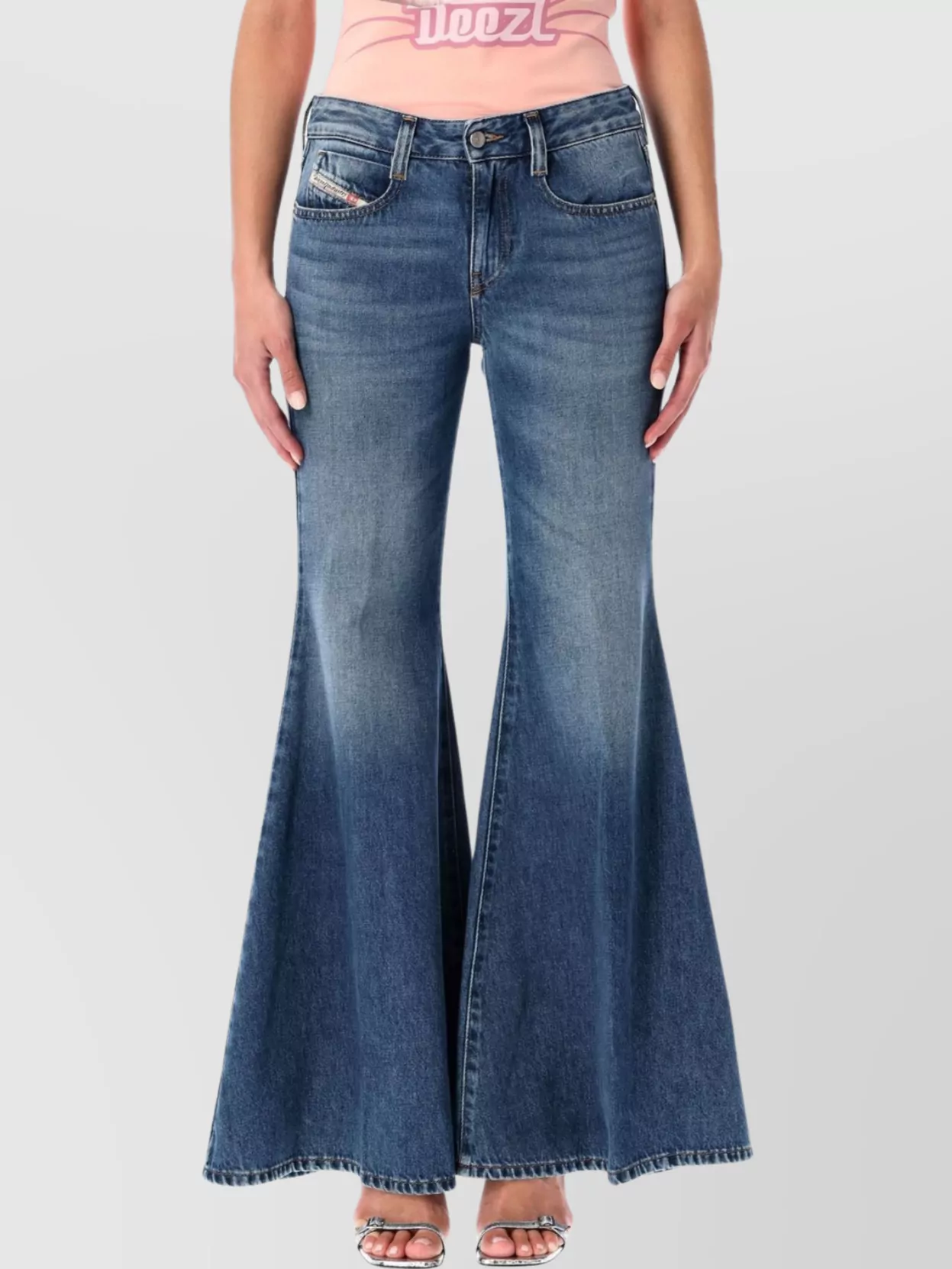 Diesel Flared Denim Trousers Five Pocket Style