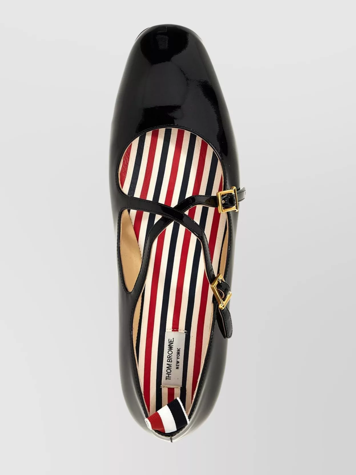 Thom Browne 'john' Patent Ballet Flats With Pull Tab